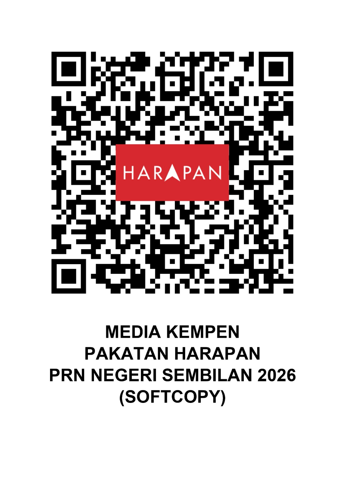 QR code linking to the Pakatan Harapan Negeri Sembilan 2026 campaign media kit